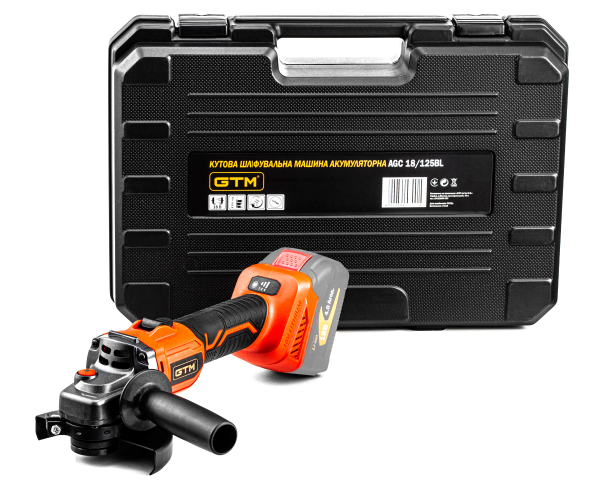 Кутова шліфмашина ак. 125мм GTM AGC18/125BL, 18В, 3000-8500об/хв, КАРКАС (без АКБ і ЗП)